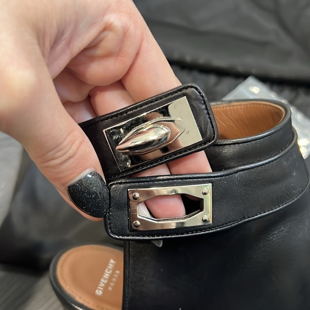 Givenchy Black Leather Wedge Sandals - Picture 9 of 10